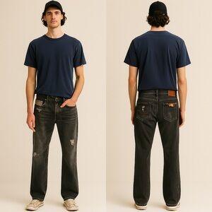 Pure Venom Embroidered Leather/ Calf‎ Hair Jeans Sz. 36